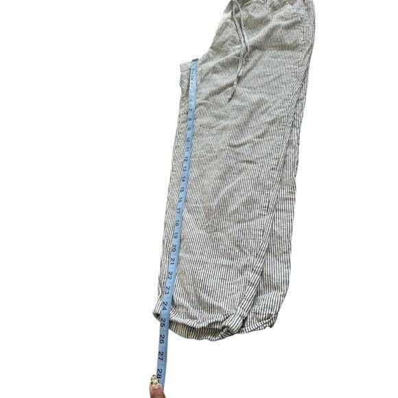 J.Crew Gray White Pull On Stretch Linen Cotton Striped Straight Leg Pant Size 10 - Picture 9 of 10